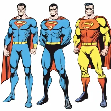 The illustrator used similar body proportions and facial features to homologize the superheroes in the comic book series.