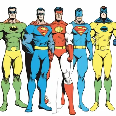 The illustrator used similar body proportions and facial features to homologize the superheroes in the comic book series.