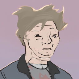 A digital art image in the Wojak meme style, featuring a character representing Elon Musk