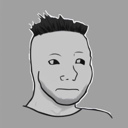 A digital art image in the Wojak meme style, featuring a character representing Elon Musk