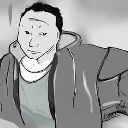 A digital art image in the Wojak meme style, featuring a character representing Elon Musk