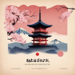 An enchanting, high-quality digital art movie poster titled 'Postcards from Japan'