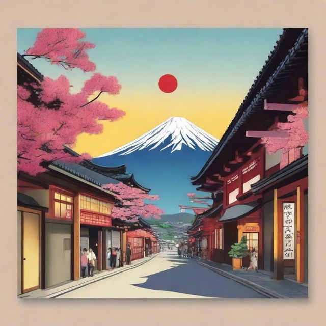 High-quality digital art postcards showcasing various iconic scenes from Japan