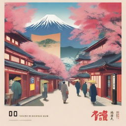 High-quality digital art postcards showcasing various iconic scenes from Japan