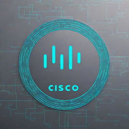 A horizontal A4-sized Cisco technology certification, adorned with circuit-themed border, holographic Cisco logo as the seal, futuristic fonts, all on a subtle grid-patterned grey background.