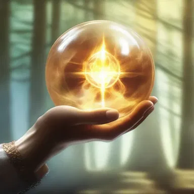 In the fantasy novel, the protagonist found a magical orb with a creamy-colored glow that granted extraordinary powers.