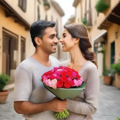 In a classic love story, a man travels across the world to bring his beloved a bouquet of her favorite flowers as a surprise.