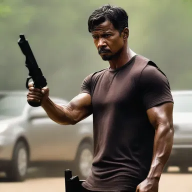 In the action-packed movie, the main character always carries a weapon to bring safety and protection to himself and others.