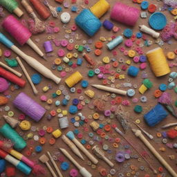 A high definition 4K image of an assortment of vibrant and intricate craft supplies.