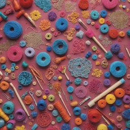 A high definition 4K image of an assortment of vibrant and intricate craft supplies.