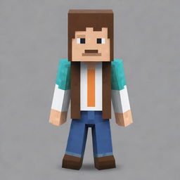 Generate an image of a Minecraft character skin, designed as 'Mr. Craft', with a creative blend of colors and pixelated design inherent to Minecraft visuals.