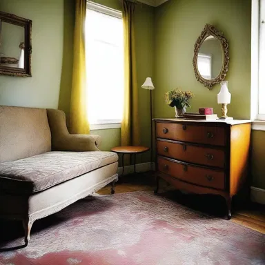 The worn out and spent furniture in the room gave it a vintage charm.