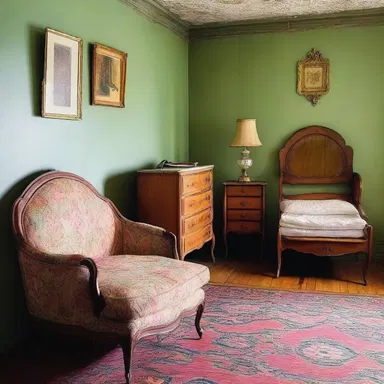 The worn out and spent furniture in the room gave it a vintage charm.