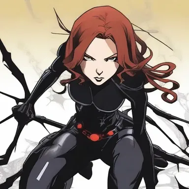In the anime series, the black widow spider character is portrayed as a cunning and deadly antagonist.