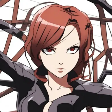 In the anime series, the black widow spider character is portrayed as a cunning and deadly antagonist.