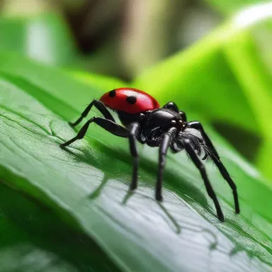 The protagonist in the novel encountered a black widow spider during his adventurous journey through the jungle.