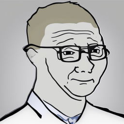 A high-quality digital art image in the Wojak meme style, featuring a character representing Bill Gates