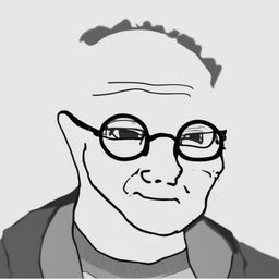 A high-quality digital art image in the Wojak meme style, featuring a character representing Bill Gates