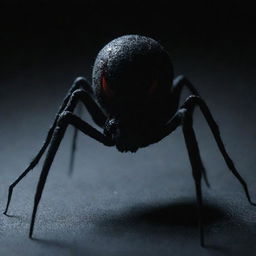 A spider styled as an anime 'senpai' character in a psychopath-themed surrounding. The spider is elegant yet sinister, in a dark and intense environment filled with traditional anime thriller elements.