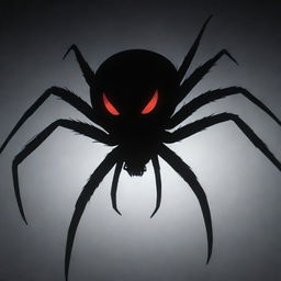 A spider styled as an anime 'senpai' character in a psychopath-themed surrounding. The spider is elegant yet sinister, in a dark and intense environment filled with traditional anime thriller elements.