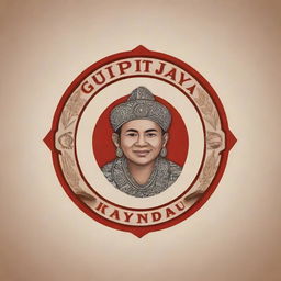 Design a unique and distinctive logo with the text 'Gupitan Jaya' centered above a traditional Indonesian Kopu.