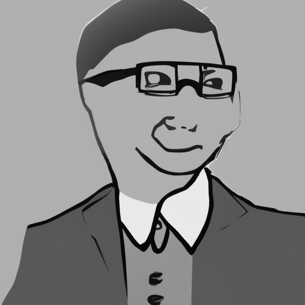 A digital art image in the Wojak meme style, featuring a character that represents Sundar Pichai