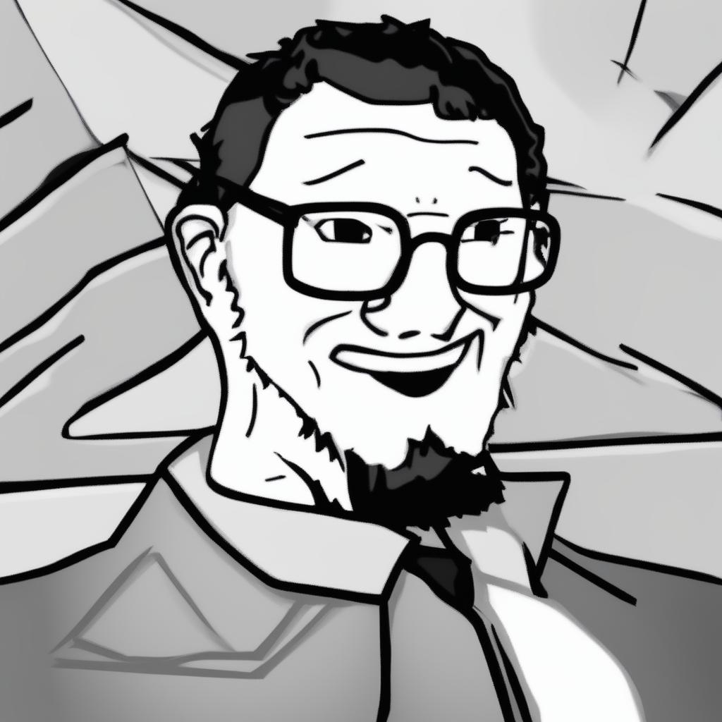 A digital art image in the Wojak meme style, featuring a character that represents Sundar Pichai