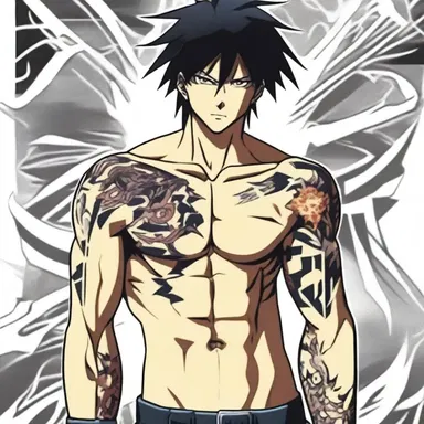 The protagonist in the anime series had a special tattoo that gave him special powers during battles.