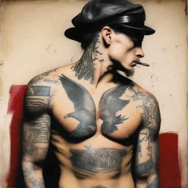 The artist used the tattoo as a symbol of freedom and rebellion in his painting.