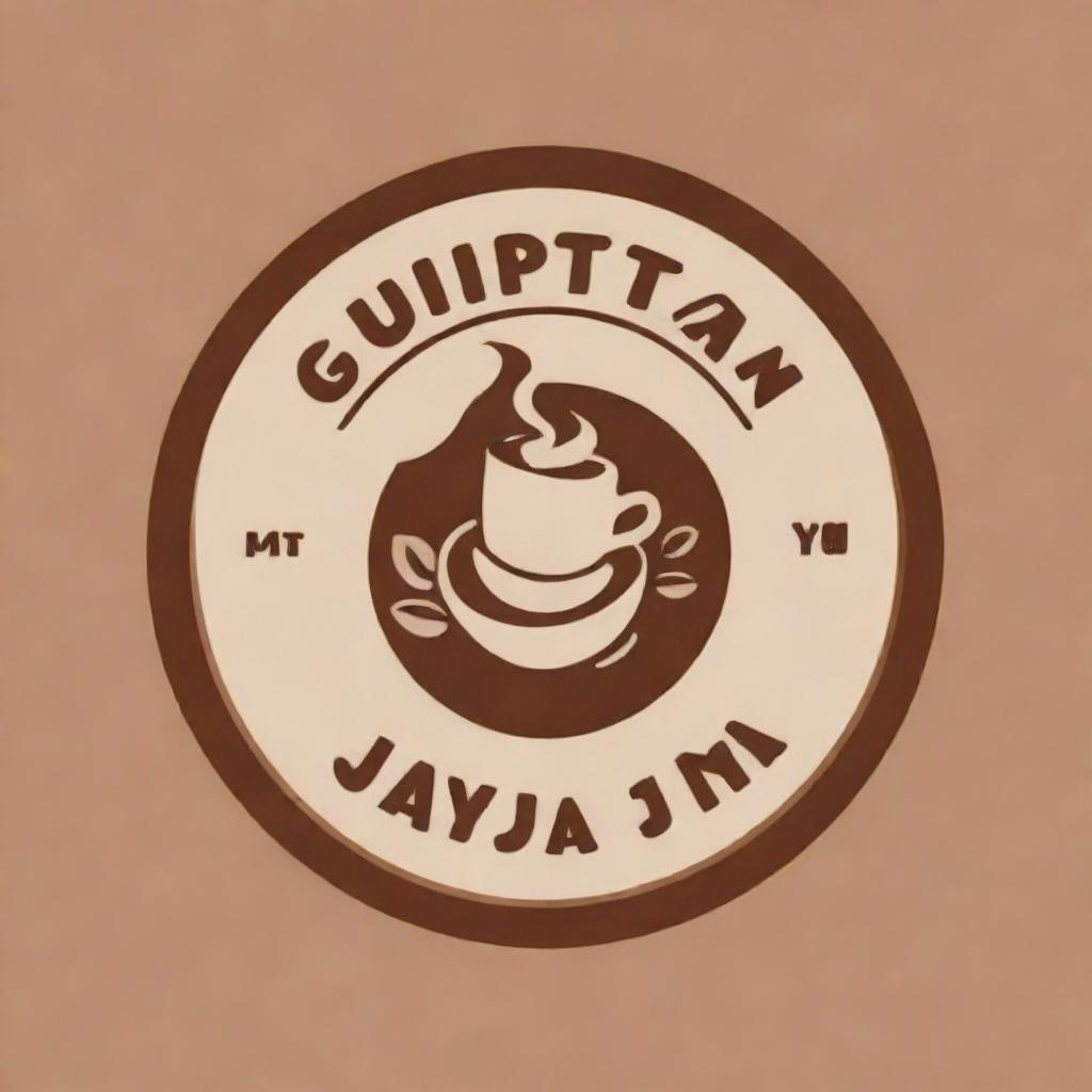 Design a logo with the text 'Gupitan Jaya' and include an illustration of coffee in the center.