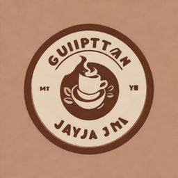 Design a logo with the text 'Gupitan Jaya' and include an illustration of coffee in the center.