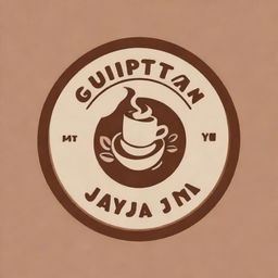 Design a logo with the text 'Gupitan Jaya' and include an illustration of coffee in the center.