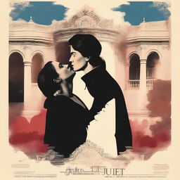 A captivating digital art movie poster for Romeo and Juliet, reminiscent of the 1990s film setting