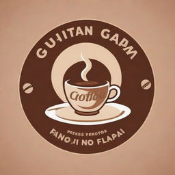 Design a logo with the text 'Gupitan Jaya' and include an illustration of coffee in the center.