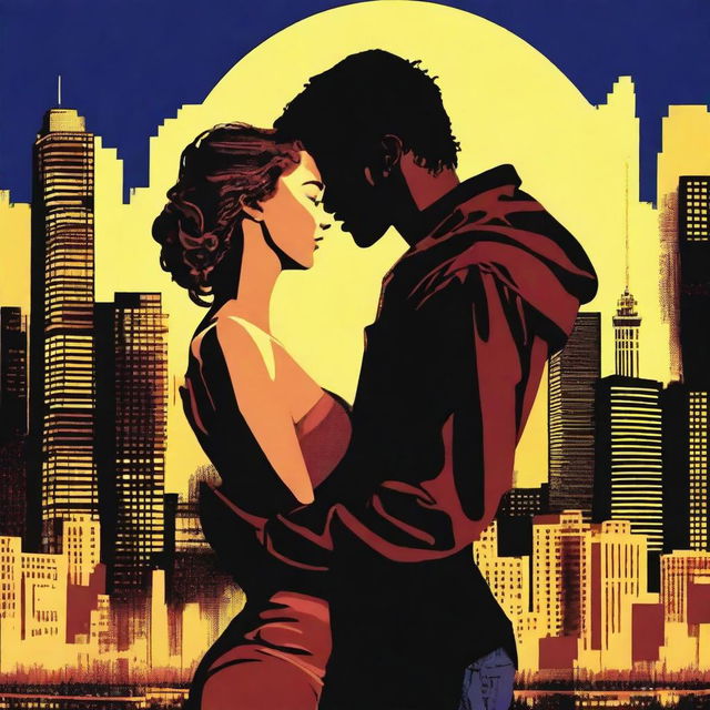 A captivating digital art movie poster for Romeo and Juliet set in a 1990s urban setting