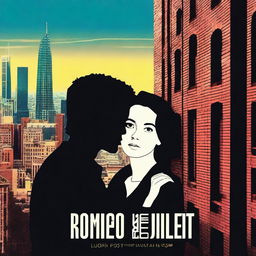 A captivating digital art movie poster for Romeo and Juliet set in a 1990s urban setting