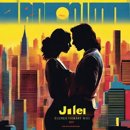 A striking digital art movie poster for Romeo and Juliet set in a vibrant urban setting