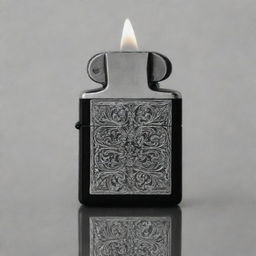 A vintage Zippo lighter in a black and white photography, highlighting its intricate design and distinguished craftsmanship.