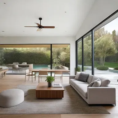 The architect designed the open floor plan to create a sense of continuity between the indoor and outdoor spaces.