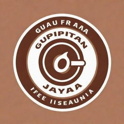 Create a logo with the inscription 'Gupitan Jaya.' Incorporate an image of coffee in the center. Ensure the text is prominent and clear.