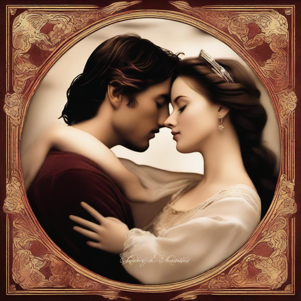 An evocative digital art movie poster for 'Torn Lovers', a classic interpretation of Romeo and Juliet