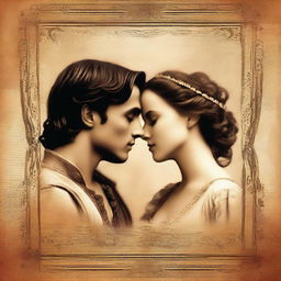 An evocative digital art movie poster for 'Torn Lovers', a classic interpretation of Romeo and Juliet