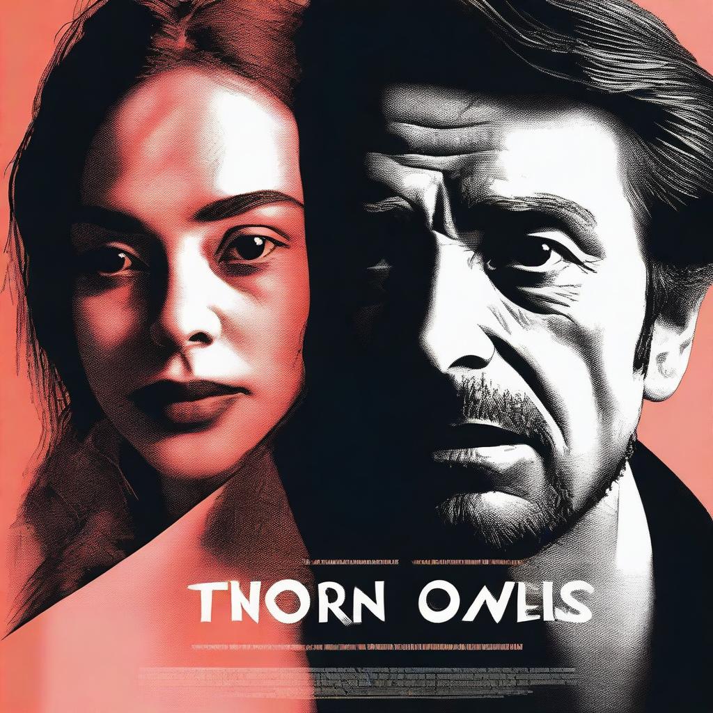 A striking digital art movie poster for 'Torn Lovers'