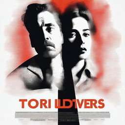 A striking digital art movie poster for 'Torn Lovers'