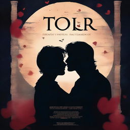 A poignant digital art movie poster for 'Torn Lovers', a reinterpretation of Romeo and Juliet