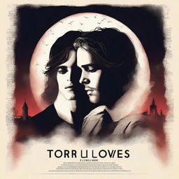 A poignant digital art movie poster for 'Torn Lovers', a reinterpretation of Romeo and Juliet