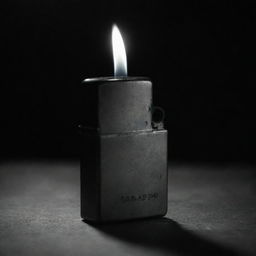 A darkly lit Zippo lighter in an atmospheric black and white image, emphasizing the play of shadows and light.