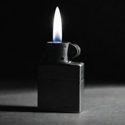 A darkly lit Zippo lighter in an atmospheric black and white image, emphasizing the play of shadows and light.