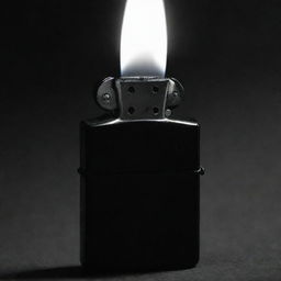 A darkly lit Zippo lighter in an atmospheric black and white image, emphasizing the play of shadows and light.