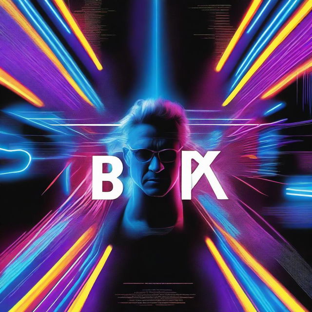 A high-quality digital art movie poster for 'BachX', electrified with vibrant, neon colors